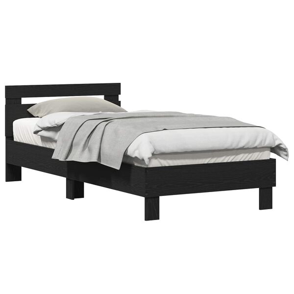 vidaXL Cadre de lit Ch&ecirc;ne noir 203 x 95 x 70 cm Bois d'ing&eacute;nierie