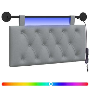 vidaXL T&ecirc;te de lit suspendue Avec lumi&egrave;re LED Gris clair Tissu