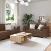 vidaXL Canap&eacute; 3 pcs Marron Tissu en lin m&eacute;lang&eacute;