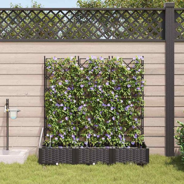 vidaXL Cache-pot de jardin 3 pcs Noir Acier