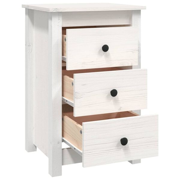 vidaXL Table de chevet Blanc 40x35x61,5 cm Bois de pin massif