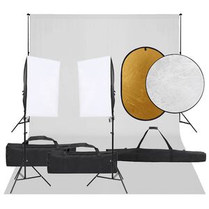 vidaXL Kit de studio photo avec &eacute;clairage toile de fond et r&eacute;flecteur