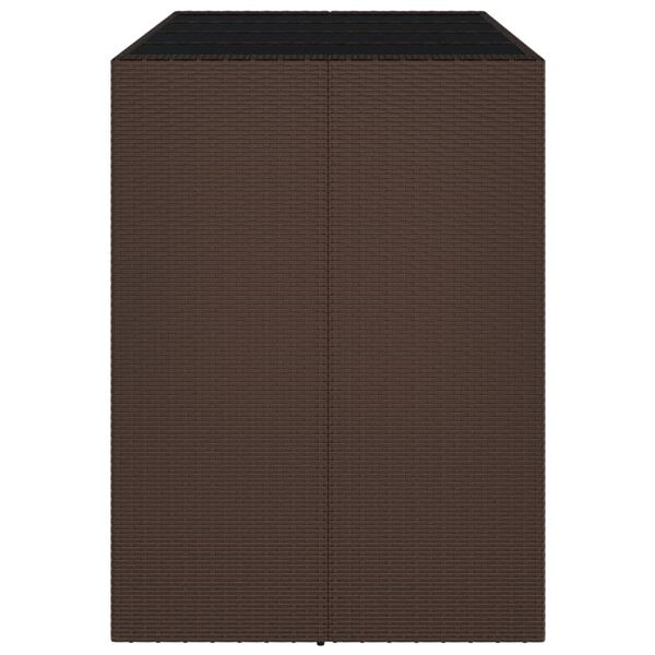 vidaXL Table de bar et dessus en verre marron 145x80x110 cm poly rotin
