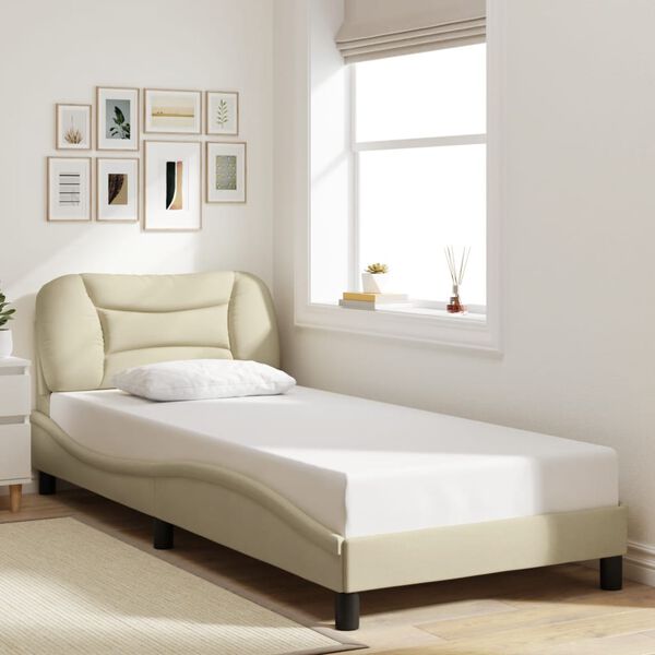 vidaXL Cadre de lit sans matelas Hvar crème 90x190 cm tissu