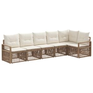 vidaXL Ensemble de canap&eacute; de jardin 6 pcs Beige polyrotin