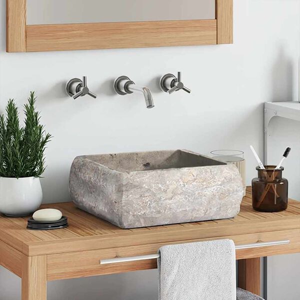 vidaXL Lavabo Gris 30x30x13 cm Marbre