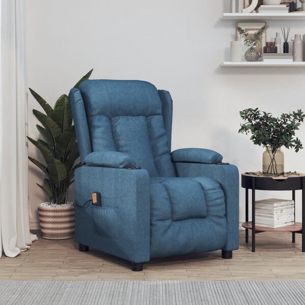 vidaXL Fauteuil de massage Bleu Tissu