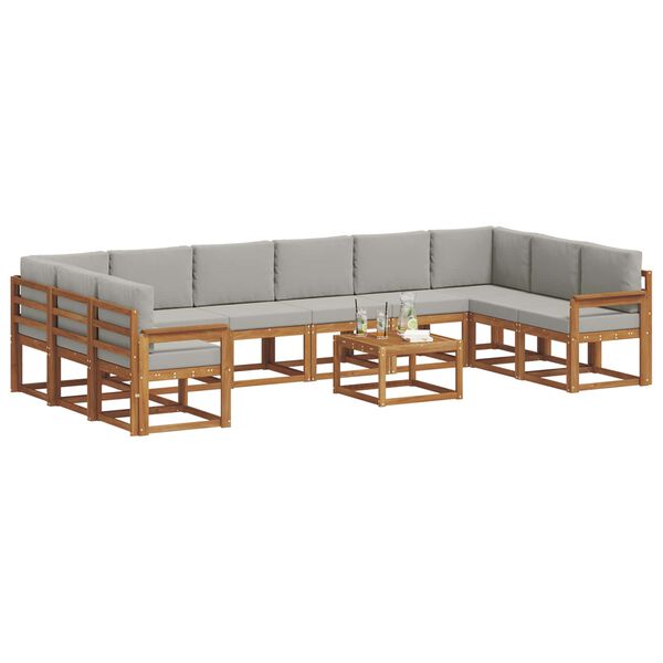 vidaXL Ensemble de canap&eacute;s d'ext&eacute;rieur 11 pcs Gris Naturel et Clair