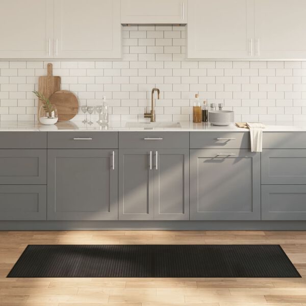 vidaXL Tapis rectangulaire noir 60x200 cm bambou