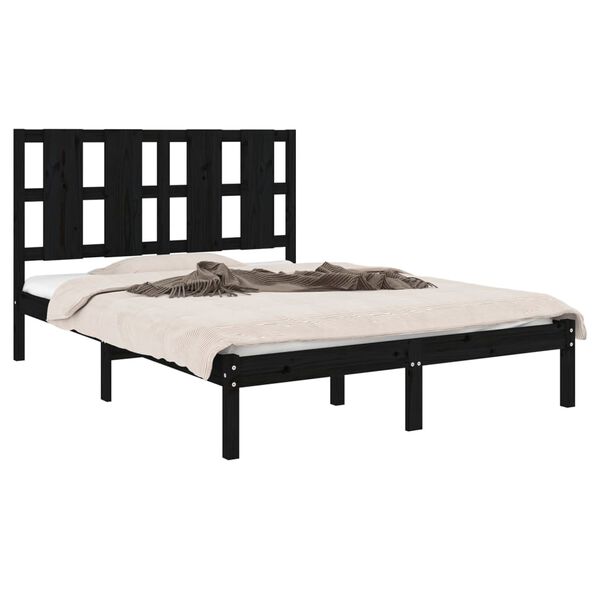 vidaXL Cadre de lit sans matelas noir 140x190 cm bois de pin massif