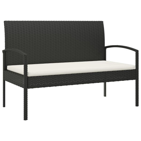 vidaXL Banc de jardin avec coussin noir 105 cm r&eacute;sine tress&eacute;e
