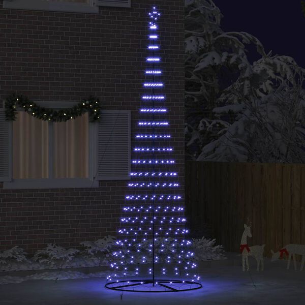vidaXL Arbre de No&euml;l LED avec 455 LED avec support Bleu 184,5 cm M&eacute;tal