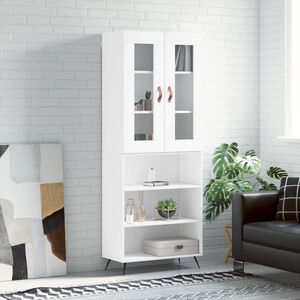 vidaXL Buffet haut Blanc 69,5x34x180 cm Bois d'ing&eacute;nierie