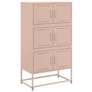 vidaXL Buffet rose 68,5x38,5x123,5 cm acier