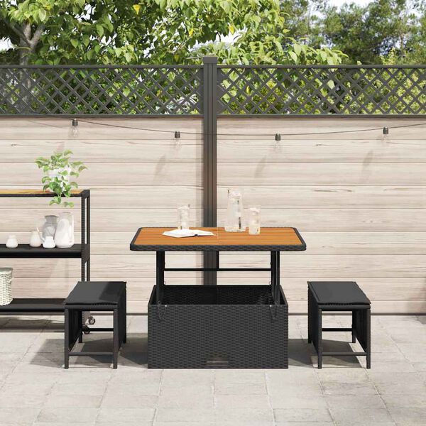 vidaXL Ensemble de salle à manger pour jardin Noir Poly rotin