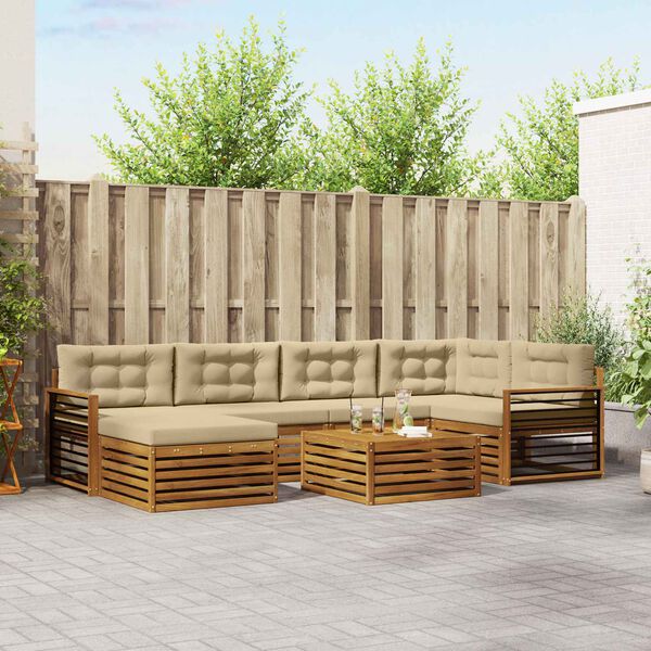 vidaXL Ensemble de canap&eacute;s d'ext&eacute;rieur 7 pcs Naturel et Beige