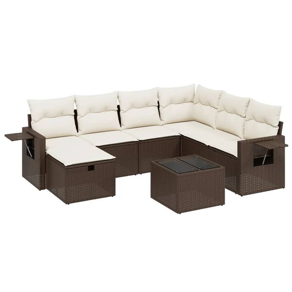 vidaXL Salon de jardin 8 pcs avec coussins marron r&eacute;sine tress&eacute;e