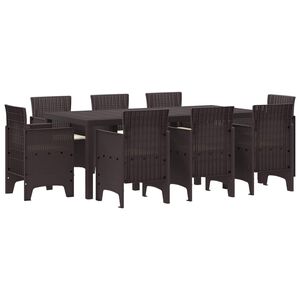 vidaXL Ensemble de salle &agrave; manger pour jardin 9 pcs Marron