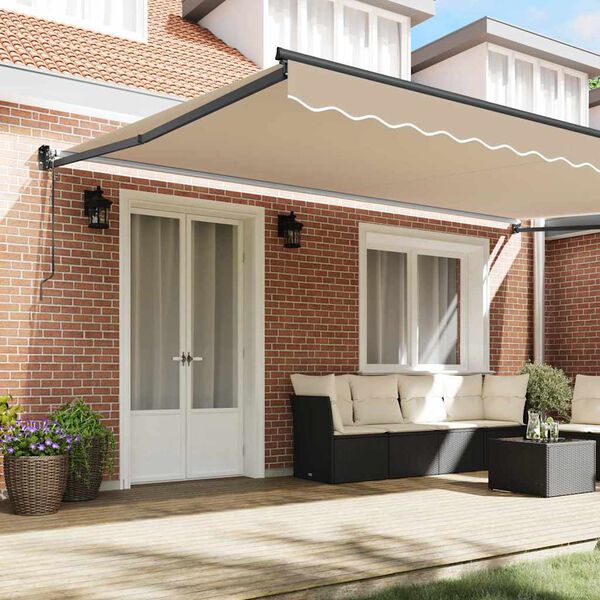 vidaXL Auvent Beige 500 x 300 x 165 cm Polyester et m&eacute;tal