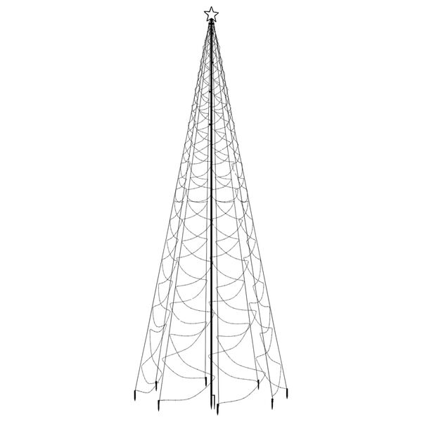 vidaXL Arbre de No&euml;l avec poteau en m&eacute;tal 1400 LED blanches froides 5m