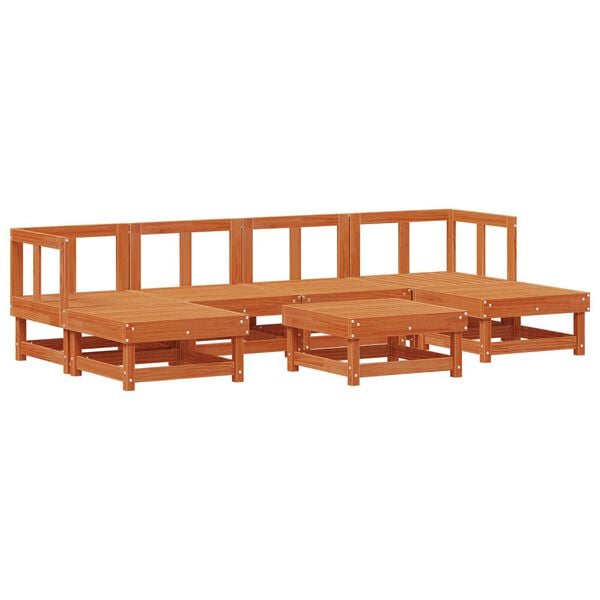 vidaXL Ensemble de salon de jardin 7 pcs Brun Cir&eacute; Pin massif