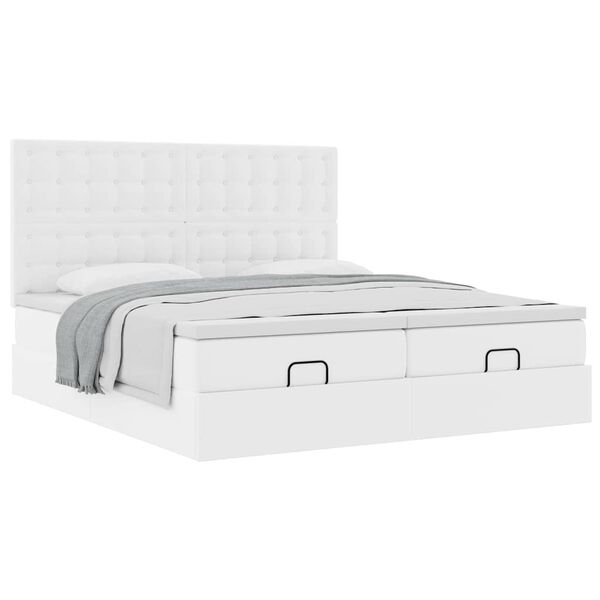 vidaXL Cadre de lit ottoman et matelas blanc pur 160x200 cm similicuir