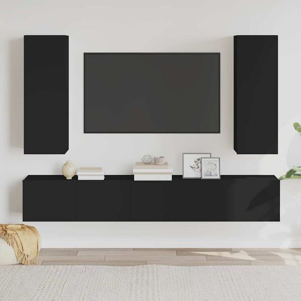 vidaXL Ensemble de meubles TV 5 pcs Noir Bois d'ing&eacute;nierie