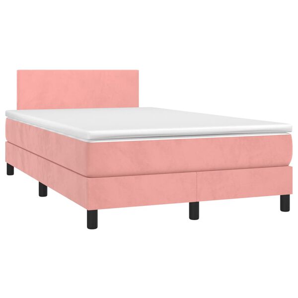vidaXL Sommier &agrave; lattes de lit avec matelas rose 120x190 cm velours