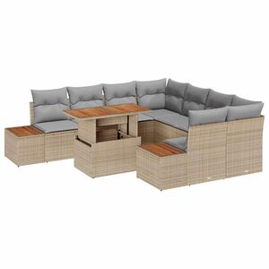 vidaXL Ensemble de salle &agrave; manger pour jardin 9 pcs Beige et gris