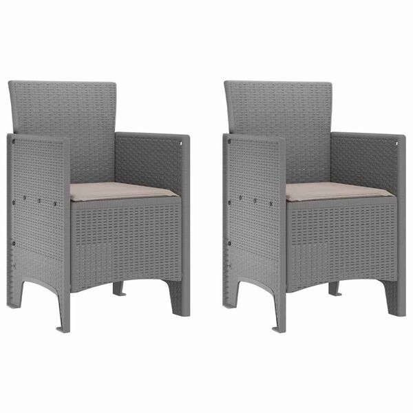 vidaXL Chaise de jardin 2 pcs Gris clair 53 x 49 x 85 cm Polypropyl&egrave;ne