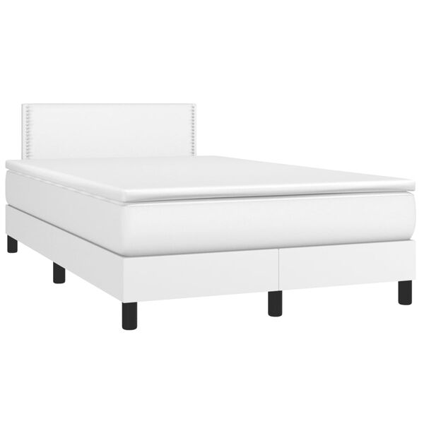 vidaXL Sommier &agrave; lattes de lit avec matelas et LED Blanc 120x200 cm