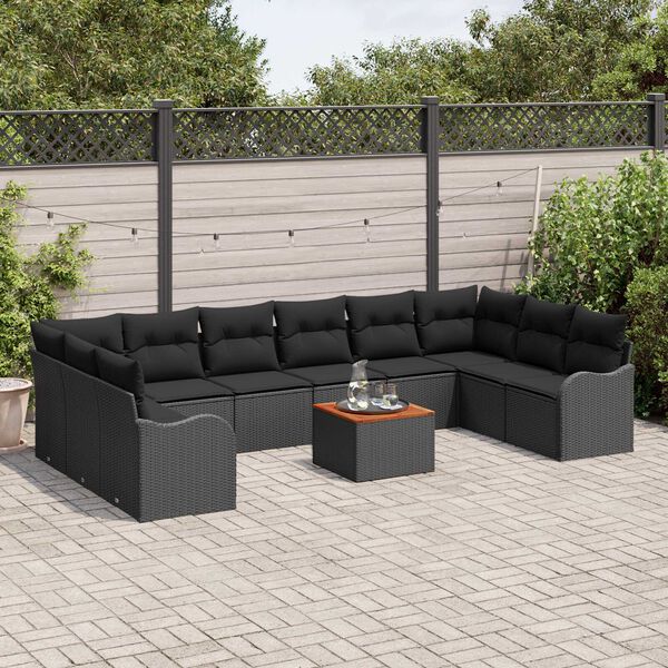 vidaXL Ensemble de canapé de jardin 11 pcs Noir