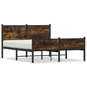 vidaXL Cadre de lit en m&eacute;tal sans matelas ch&ecirc;ne fum&eacute; 150x200 cm