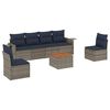 vidaXL Ensemble de canap&eacute; de jardin 7 pcs avec coussins gris r&eacute;sine tress&eacute;e