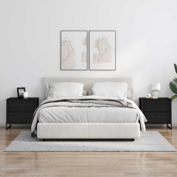 vidaXL Table de chevet Ch&ecirc;ne noir 50 x 39,5 x 50 cm Bois d'ing&eacute;nierie