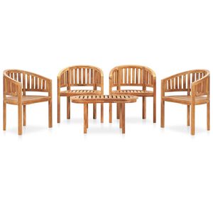 vidaXL Salon de jardin 5 pcs en forme de banane Bois de teck solide