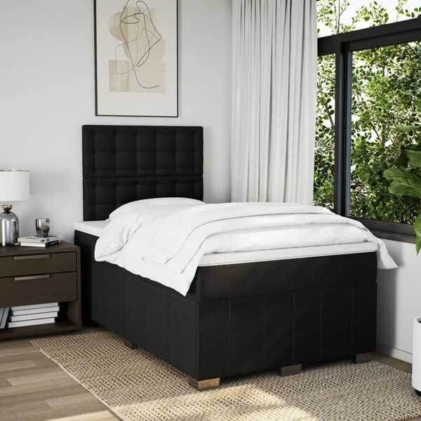 vidaXL Sommier &agrave; lattes de lit avec matelas noir 120x190 cm tissu