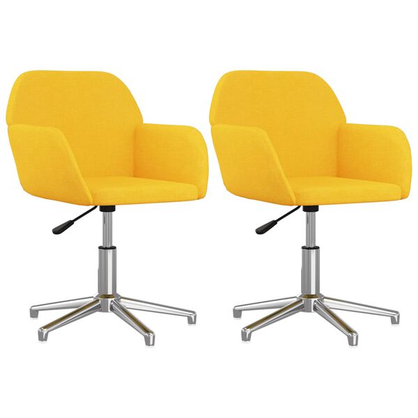 vidaXL Chaises pivotantes &agrave; manger lot de 2 jaune moutarde tissu
