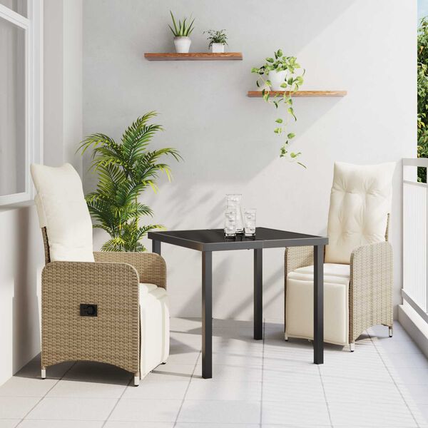 vidaXL Ensemble de salle à manger pour jardin 3 pcs Beige Poly rotin