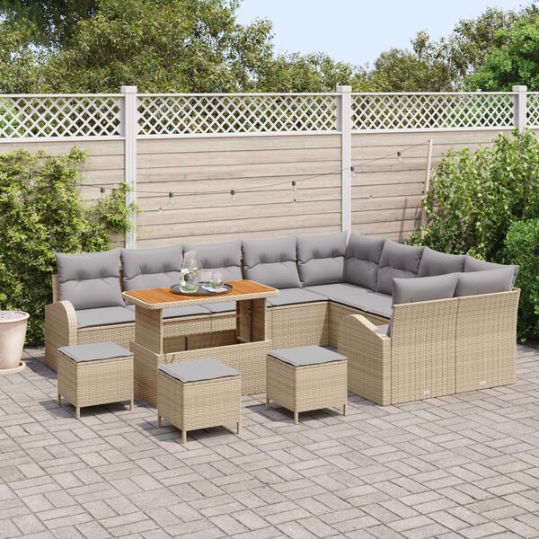 vidaXL Ensemble de canap&eacute; de jardin 13 pcs Beige et Gris clair