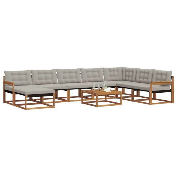 vidaXL Ensemble de canap&eacute;s d'ext&eacute;rieur 9 pcs Gris Naturel et Clair