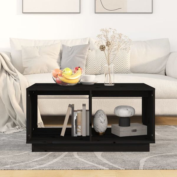 vidaXL Table basse Noir 80x50x40 cm Bois massif de pin