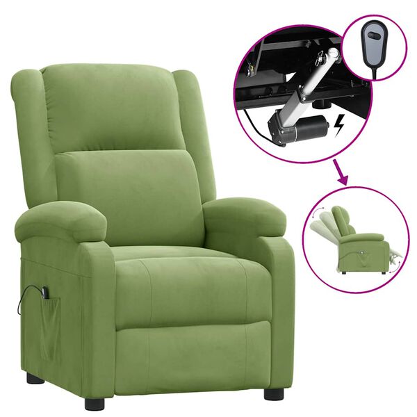 vidaXL Fauteuil inclinable &eacute;lectrique vert clair velours