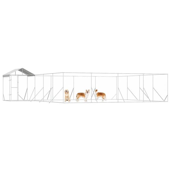 vidaXL Chenil d'ext&eacute;rieur pour chiens avec toit argent&eacute; 10x8x2,5 m