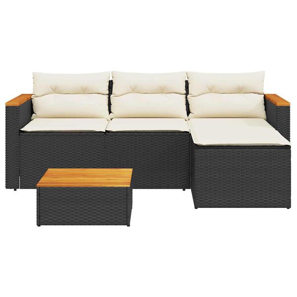 vidaXL Salon de jardin 3 pcs avec coussins noir r&eacute;sine tress&eacute;e
