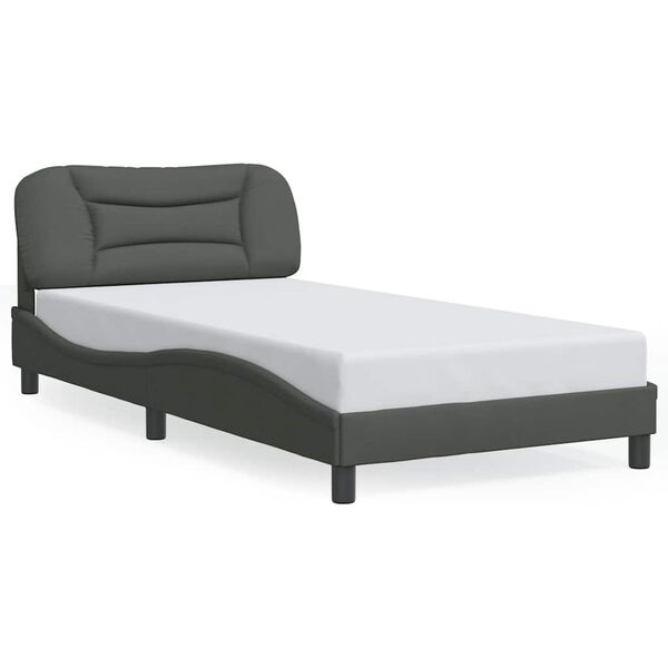 vidaXL Cadre de lit sans matelas Hvar gris fonc&eacute; 100x203 cm tissu