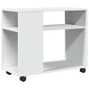 vidaXL Table d'appoint avec roues blanc 70x35x60 cm bois d'ing&eacute;nierie
