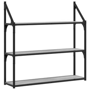 vidaXL &Eacute;tag&egrave;re murale 3 niveaux sonoma gris 80x21x78,5 cm