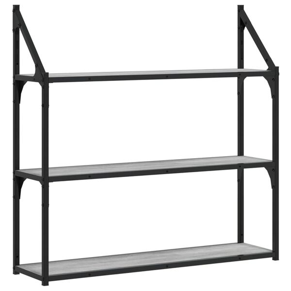 vidaXL &Eacute;tag&egrave;re murale 3 niveaux sonoma gris 80x21x78,5 cm