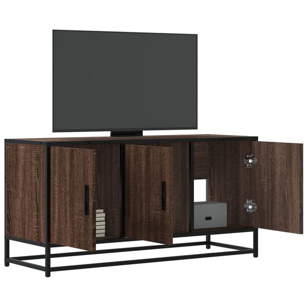 vidaXL Meuble TV ch&ecirc;ne marron 100x35x50 cm bois d'ing&eacute;nierie et m&eacute;tal